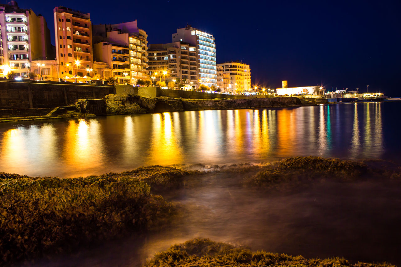Sliema Seafront at night