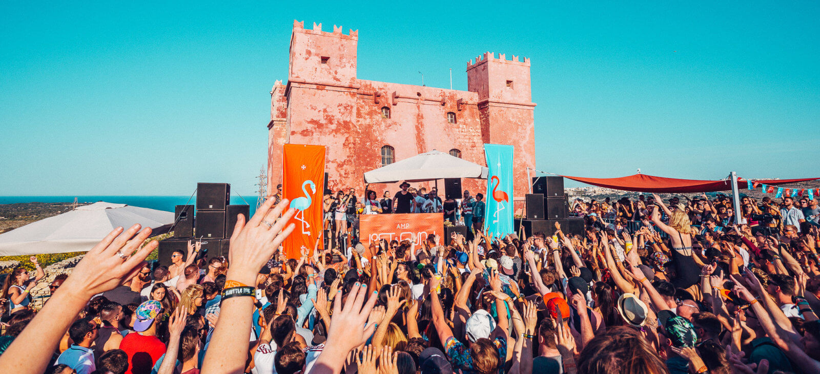 Lost and Found Festival with the Red Tower as a backdrop
